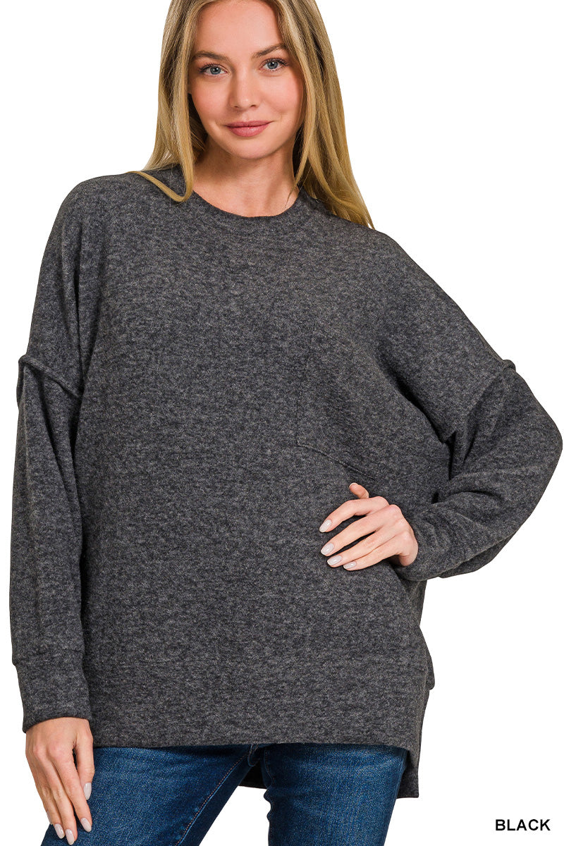 Brushed Melange Oversized Drop Shoulder Oversize Sweater