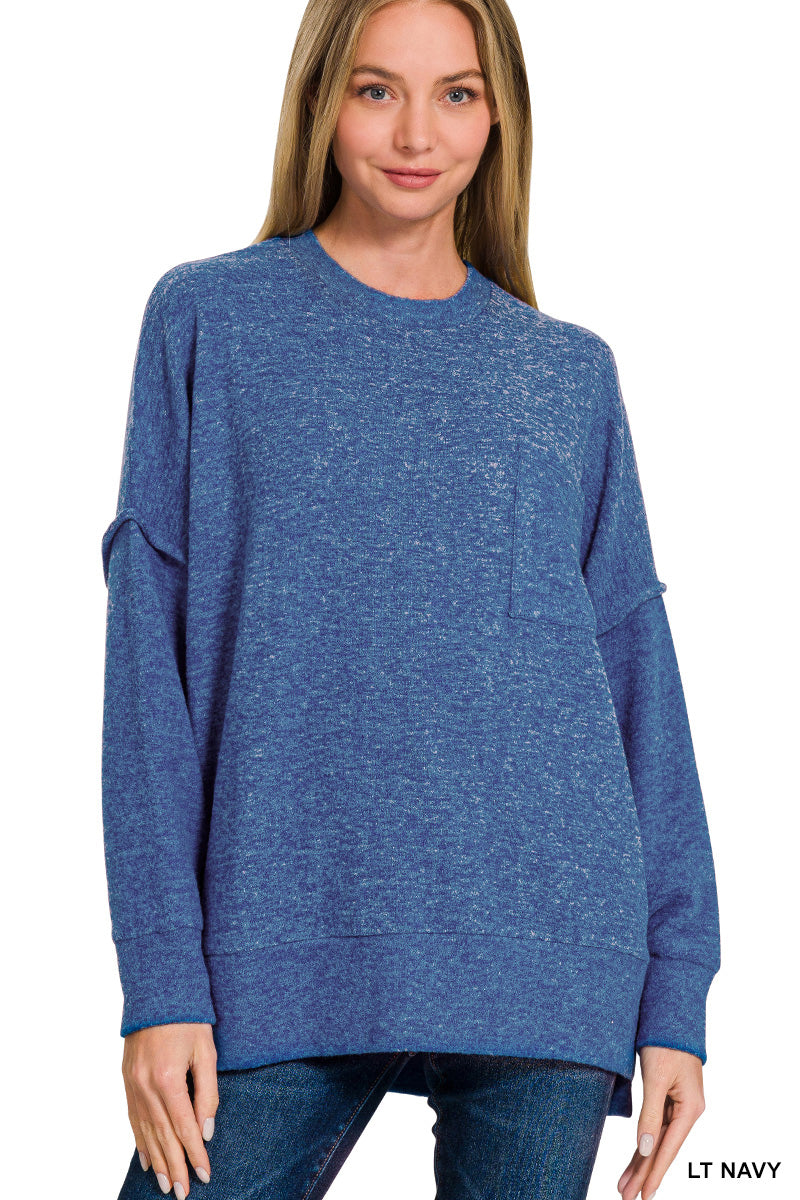 Brushed Melange Oversized Drop Shoulder Oversize Sweater