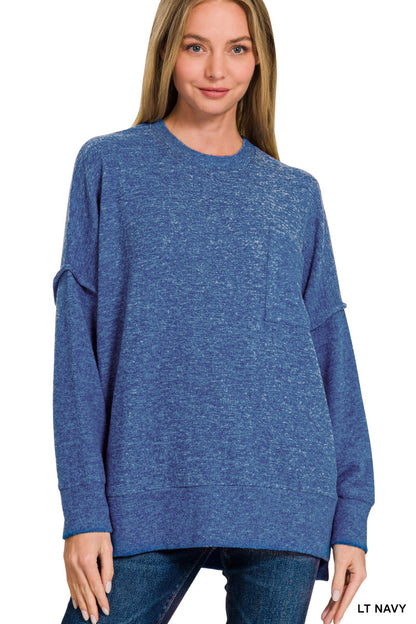 Brushed Melange Oversized Drop Shoulder Oversize Sweater