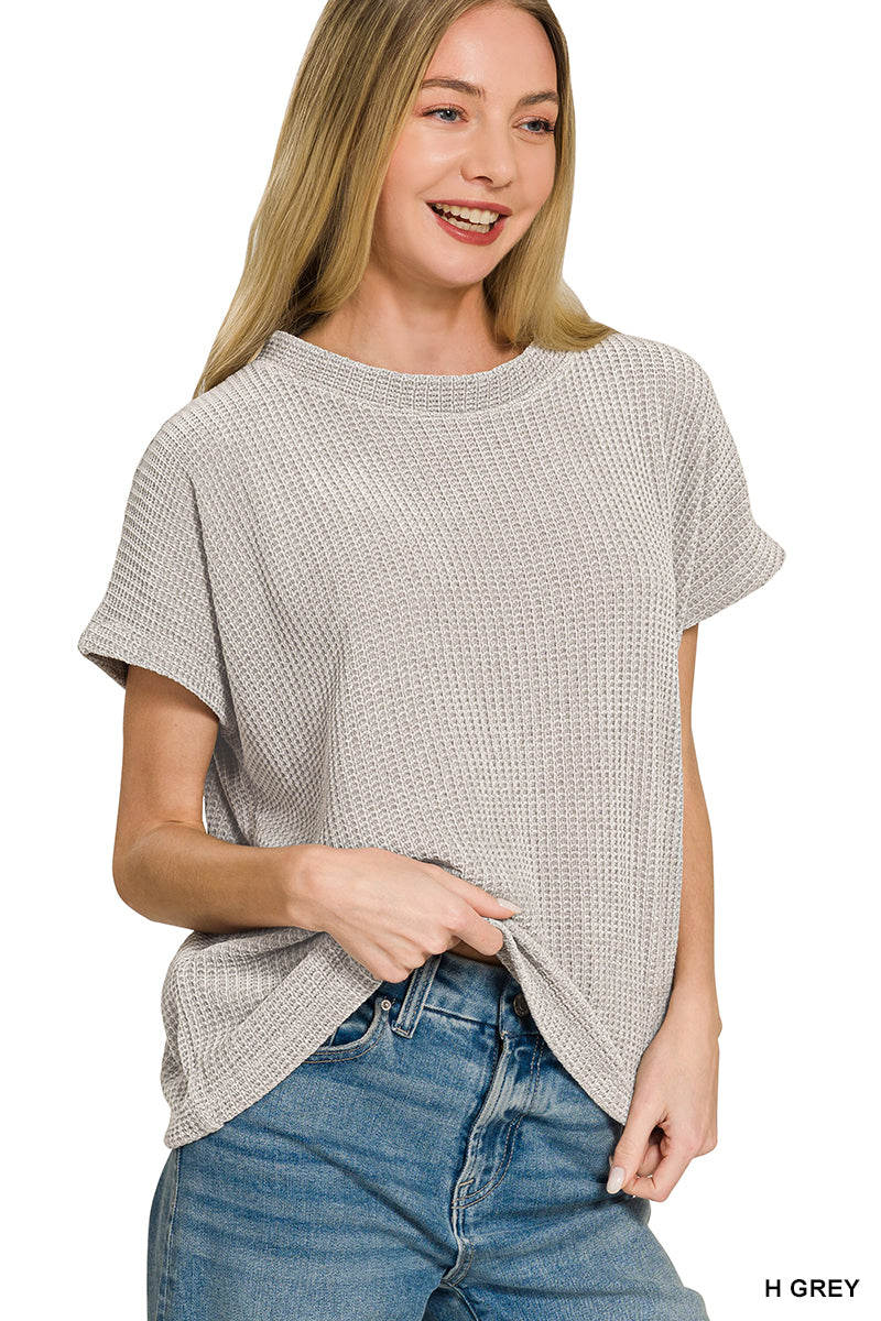 Chenille Waffle Cap Sleeve Sweater