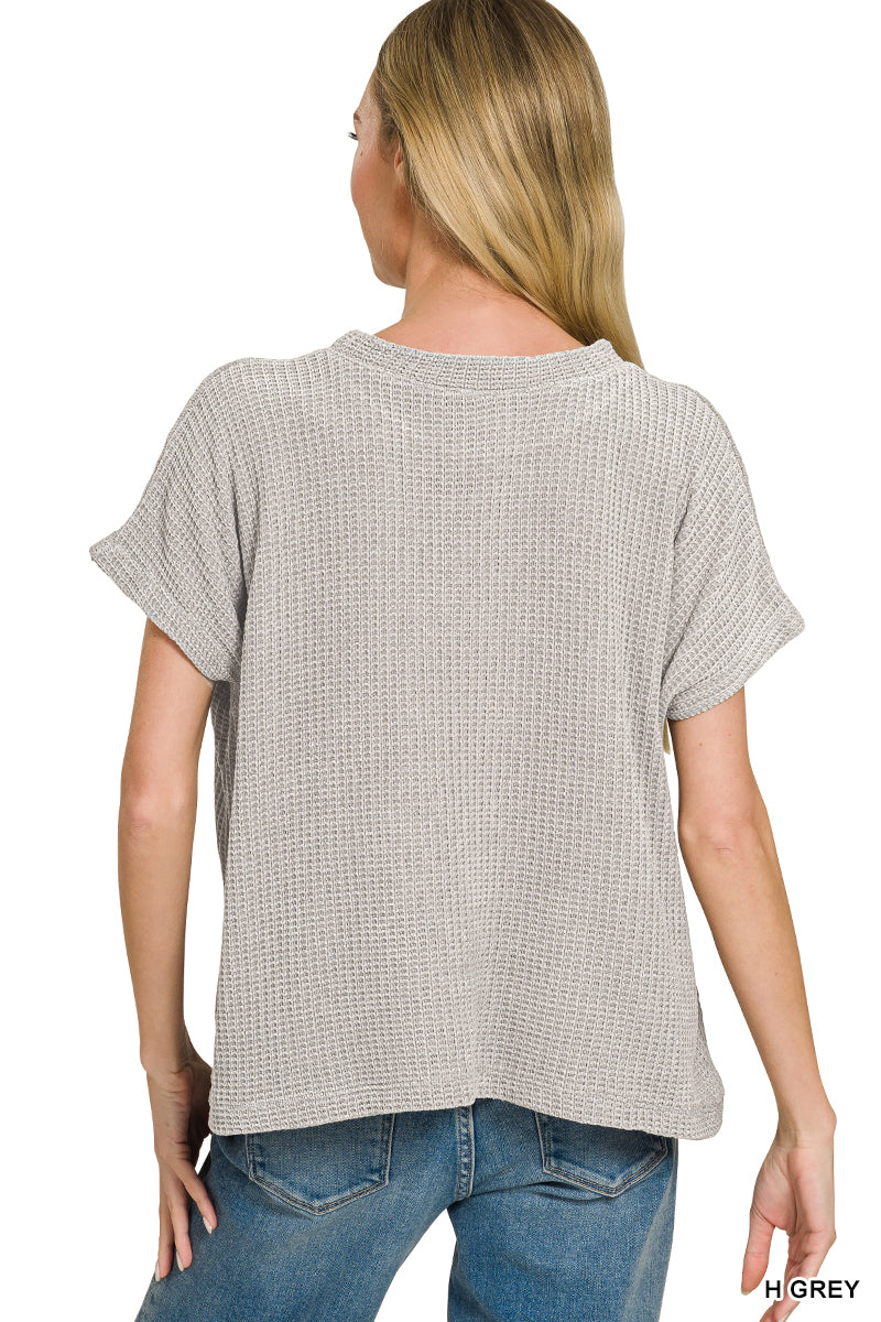 Chenille Waffle Cap Sleeve Sweater