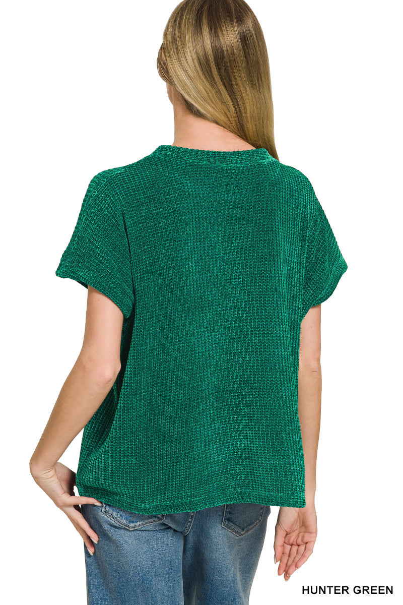 Chenille Waffle Cap Sleeve Sweater