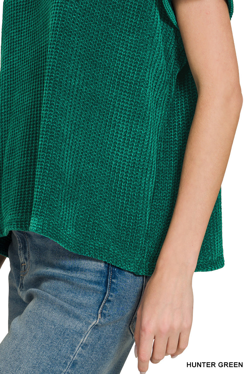Chenille Waffle Cap Sleeve Sweater