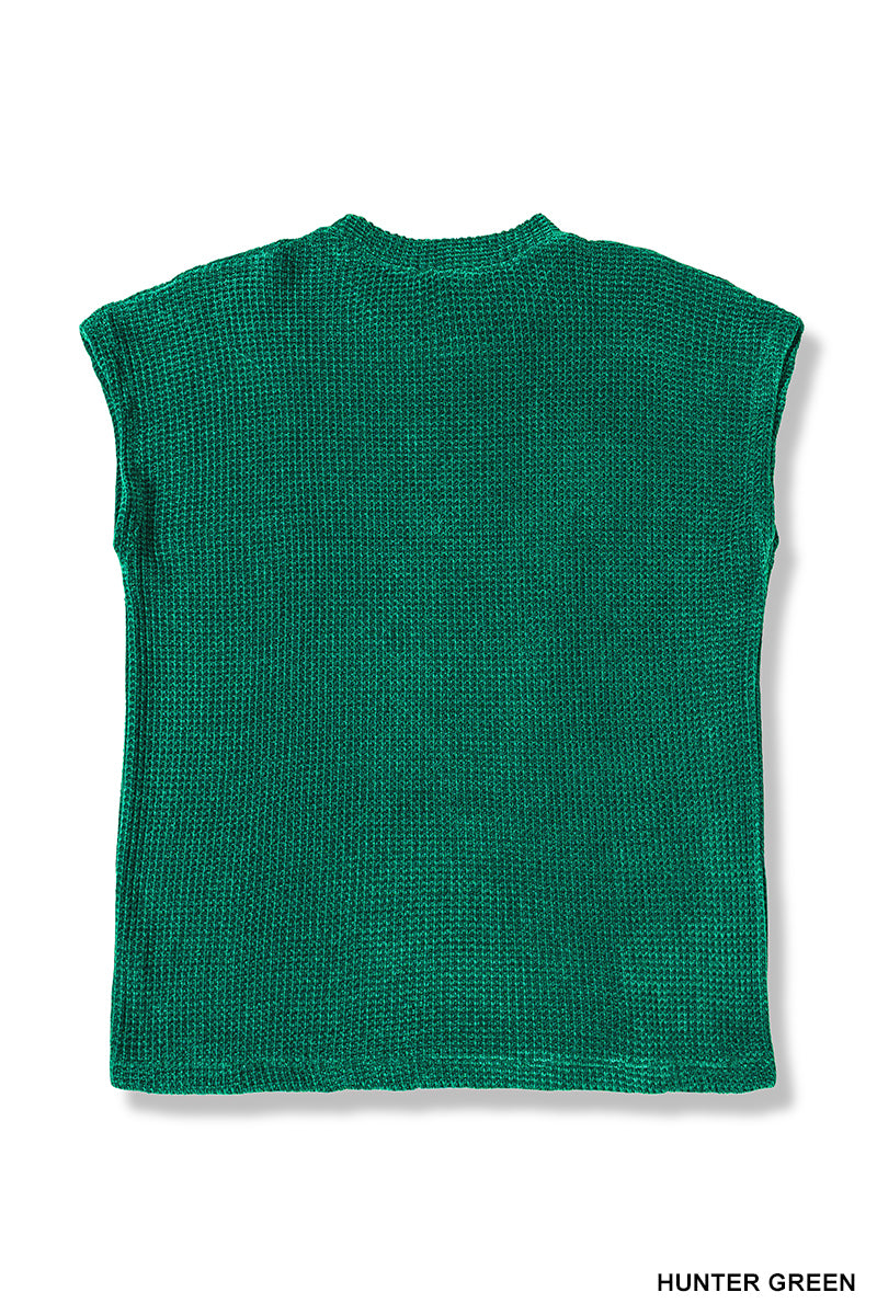 Chenille Waffle Cap Sleeve Sweater