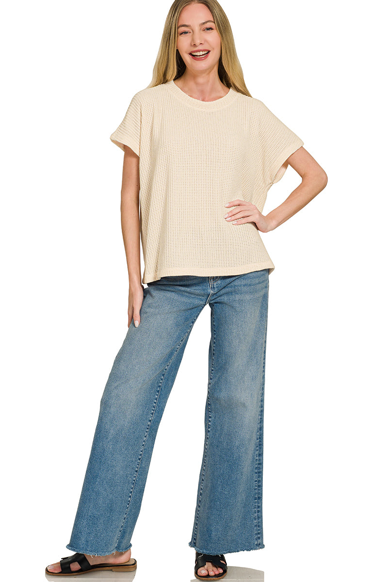 Chenille Waffle Cap Sleeve Sweater