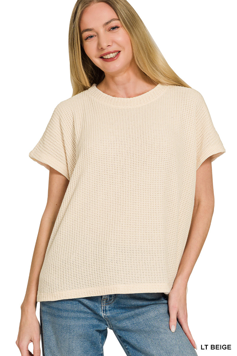 Chenille Waffle Cap Sleeve Sweater