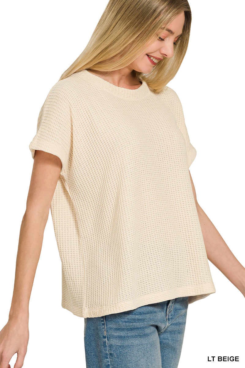 Chenille Waffle Cap Sleeve Sweater