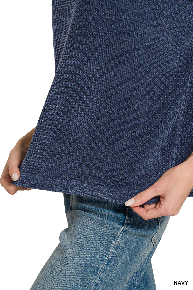 Chenille Waffle Cap Sleeve Sweater