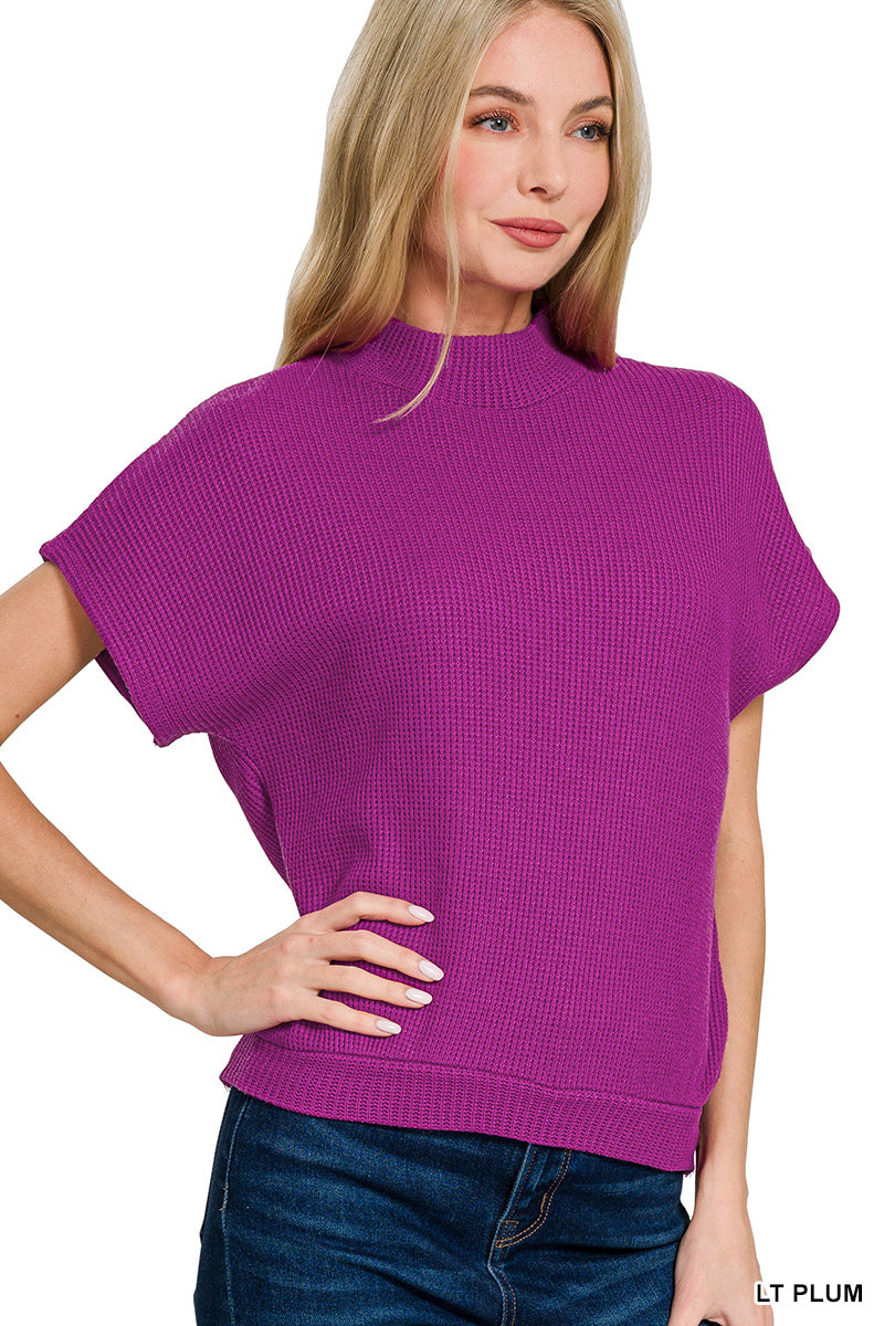 Mock Neck Short Sleeve Sweater