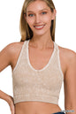 Stonewashed Seamless Racerback Tank Top with Bra Pads