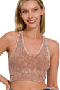 Stonewashed Seamless Racerback Tank Top with Bra Pads