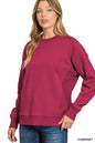 Fleece Round Neck Ribbed Side Sweatshirt