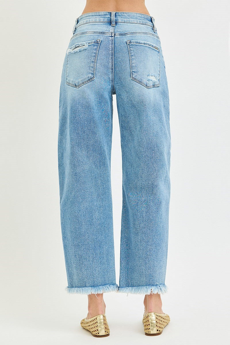 The Greer Risen Distressed Barrel Jeans