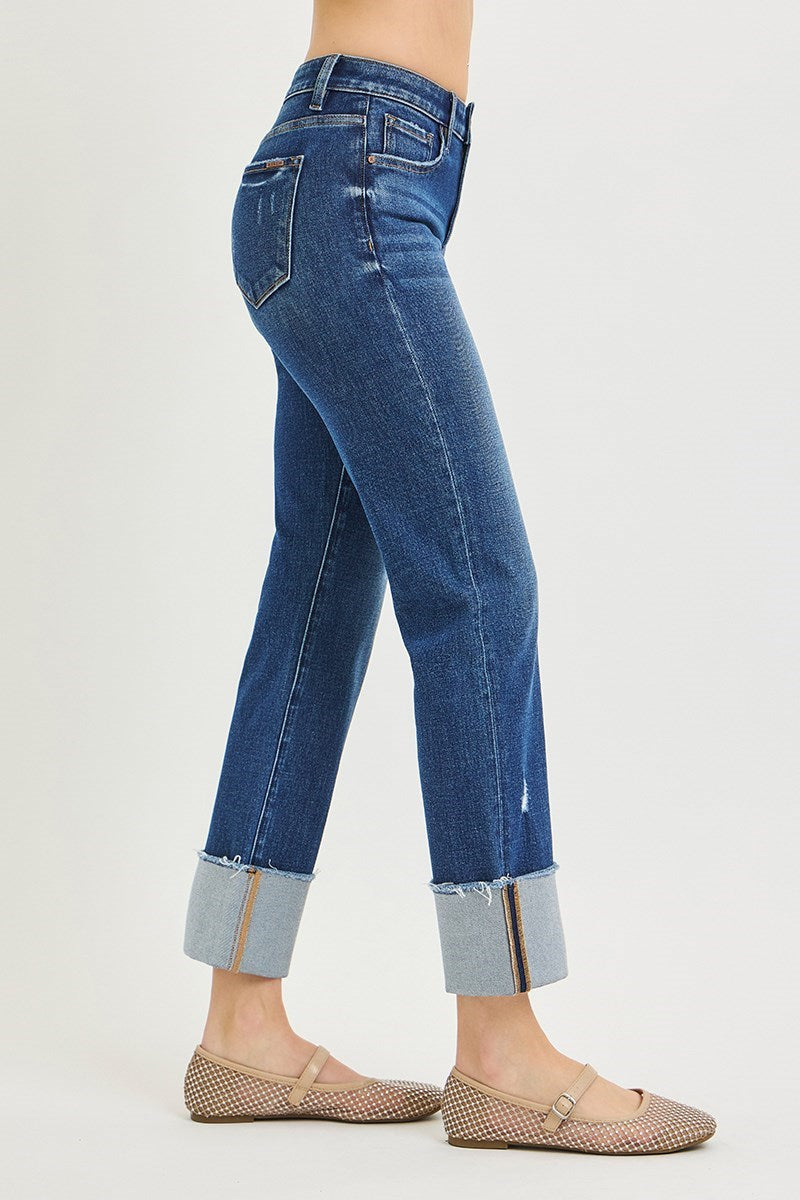 The Hollis Risen Tummy Control Cuffed Straight Jeans