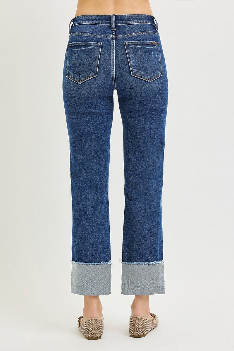 The Hollis Risen Tummy Control Cuffed Straight Jeans
