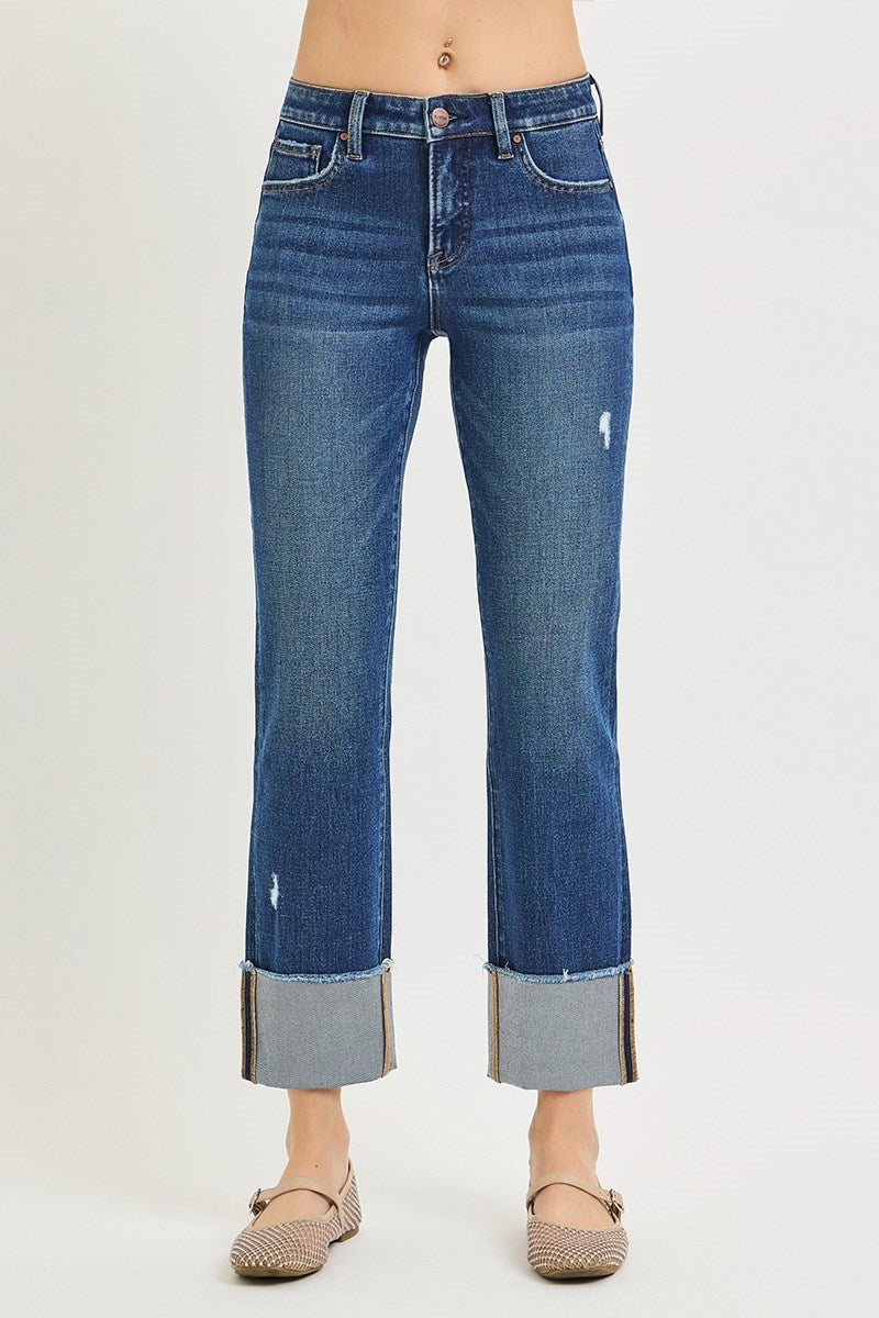 The Hollis Risen Tummy Control Cuffed Straight Jeans