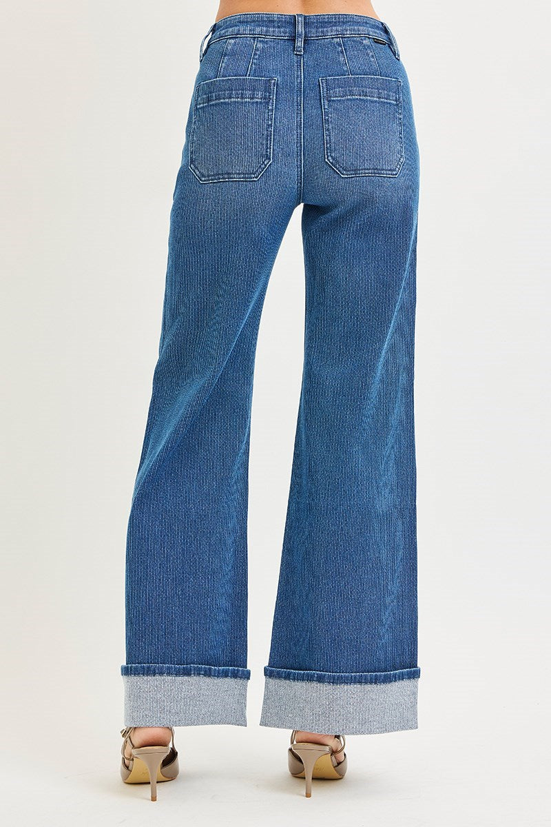 Risen MID RISE WIDE LEG CUFFED JEANS