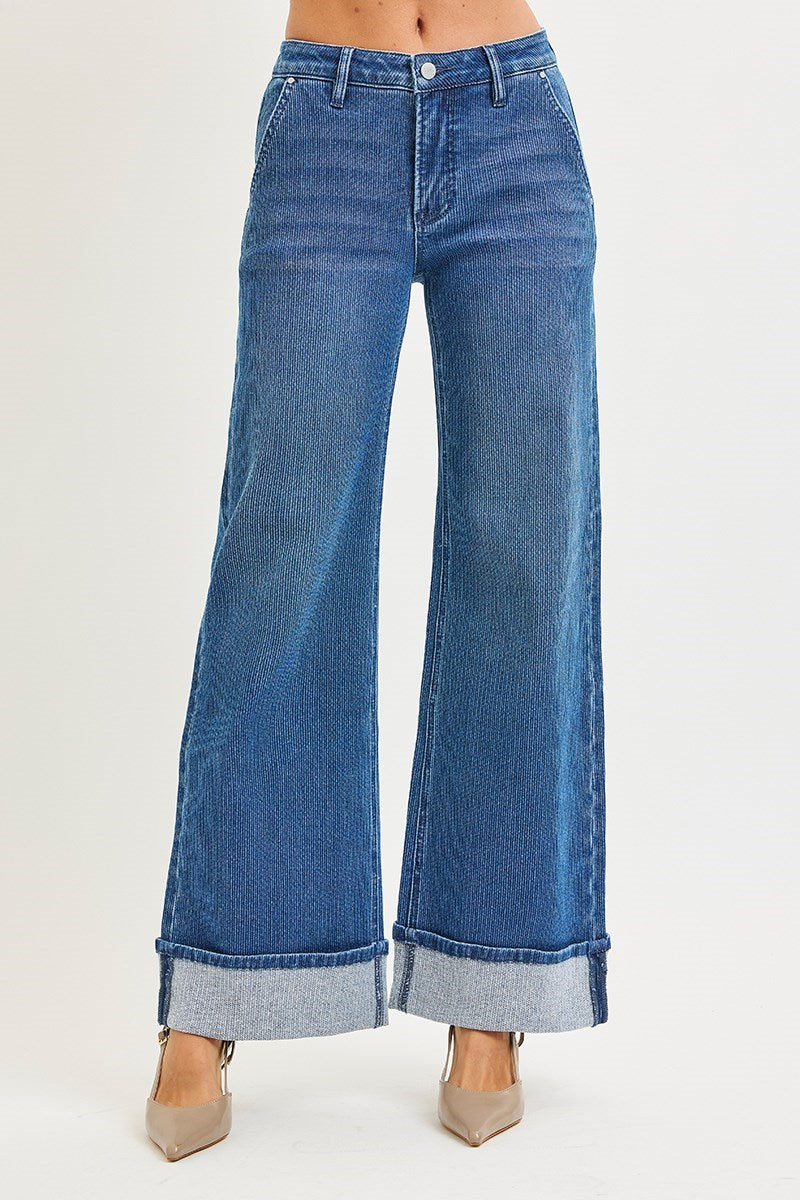 Risen MID RISE WIDE LEG CUFFED JEANS