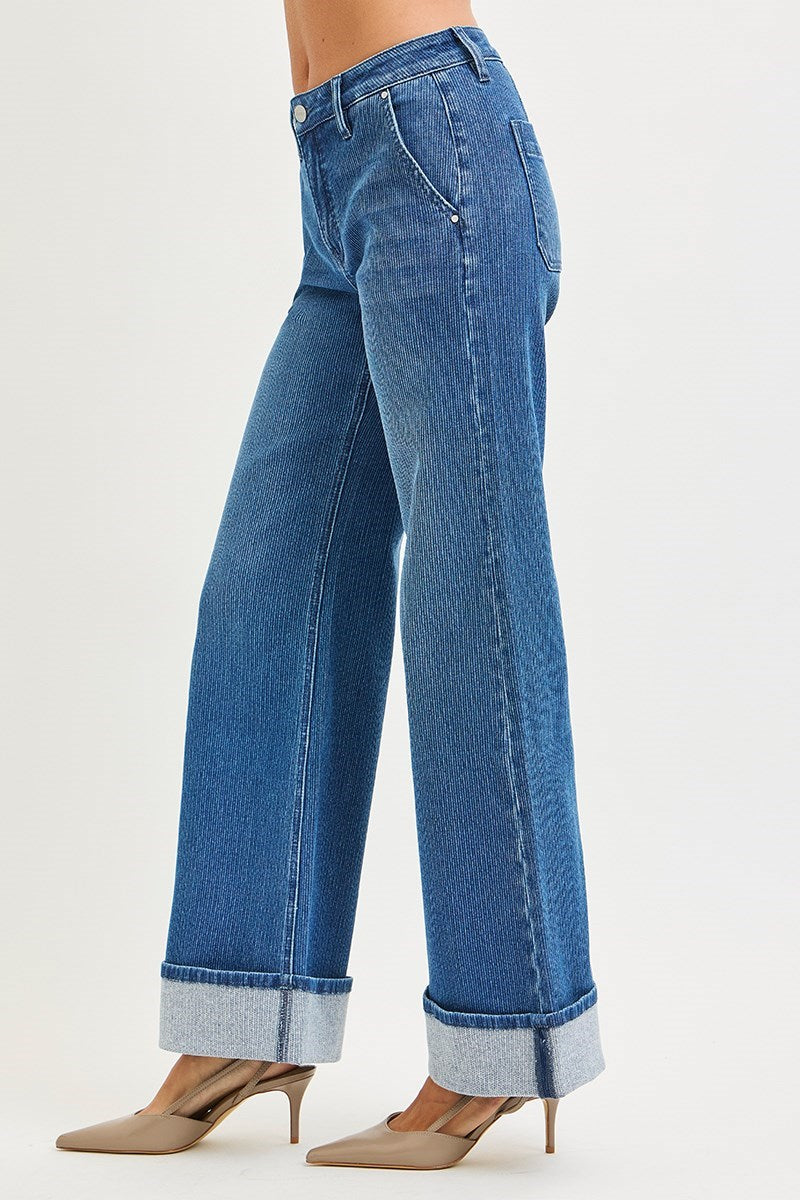 Risen MID RISE WIDE LEG CUFFED JEANS