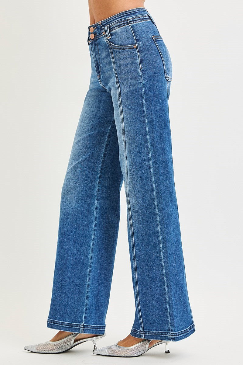 Risen | The Hudson Front Seam Wide Leg Jeans