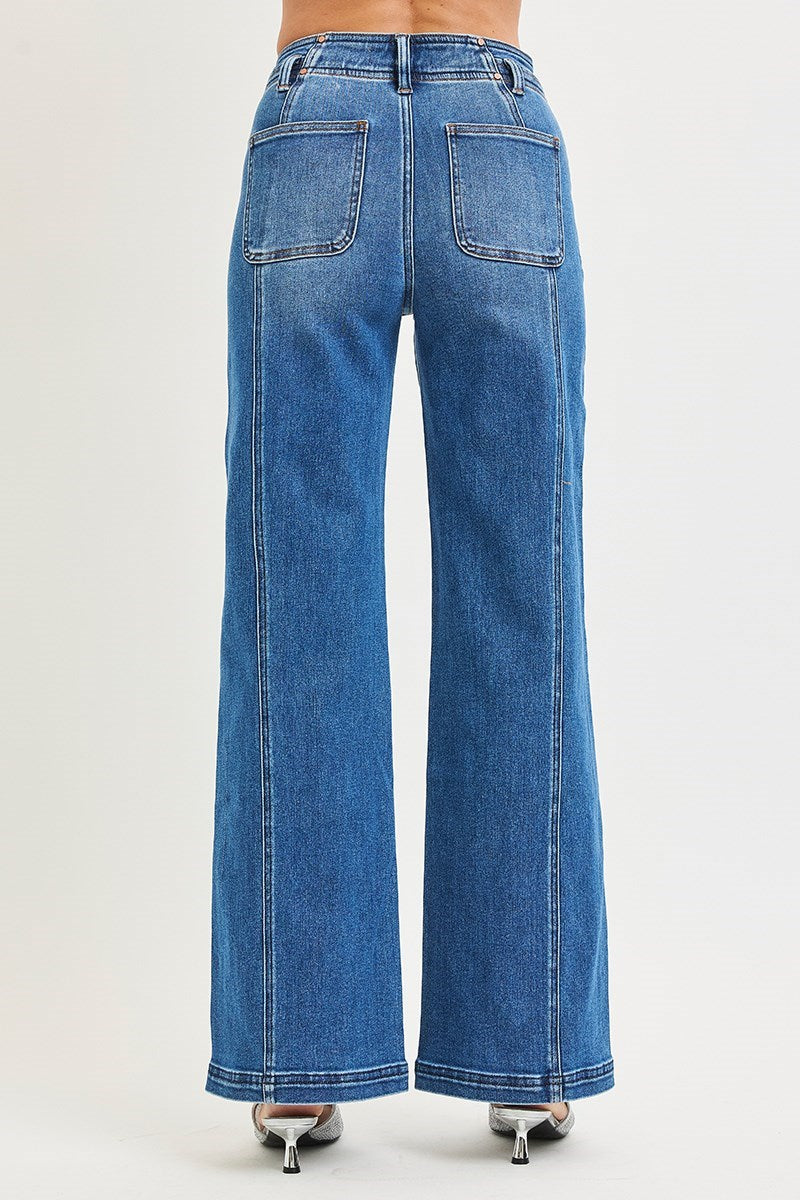 Risen | The Hudson Front Seam Wide Leg Jeans