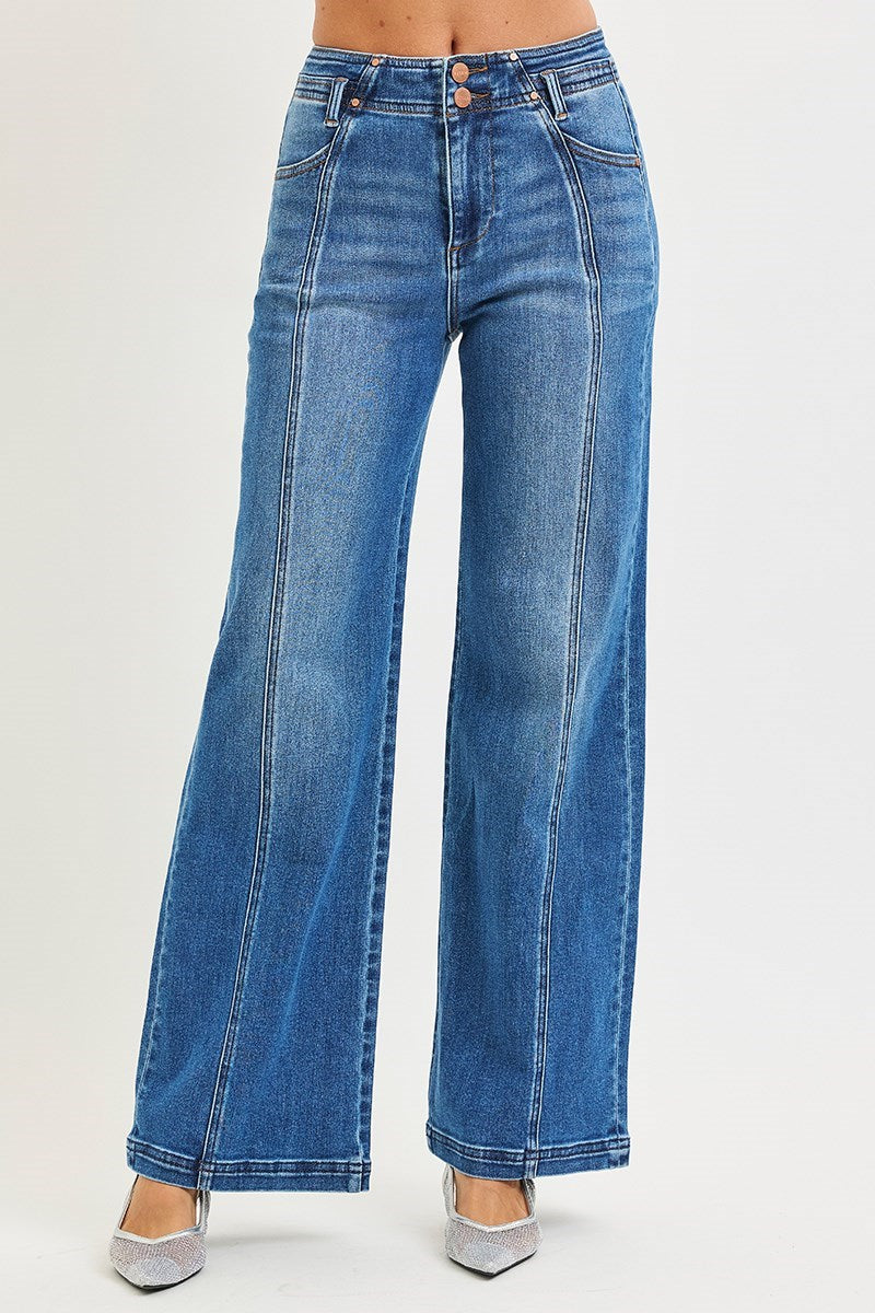 Risen | The Hudson Front Seam Wide Leg Jeans