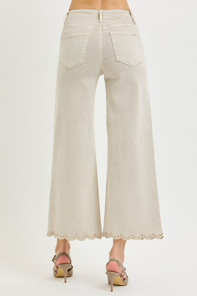 Risen Tummy Control High Rise Eyelet Embroidery Pants