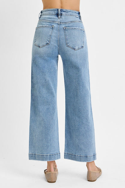 RISEN High Rise Crop Wide Jeans