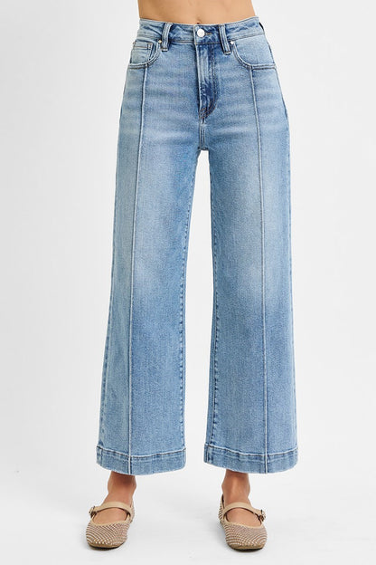 RISEN High Rise Crop Wide Jeans