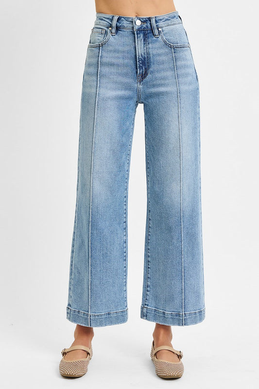 RISEN High Rise Crop Wide Jeans