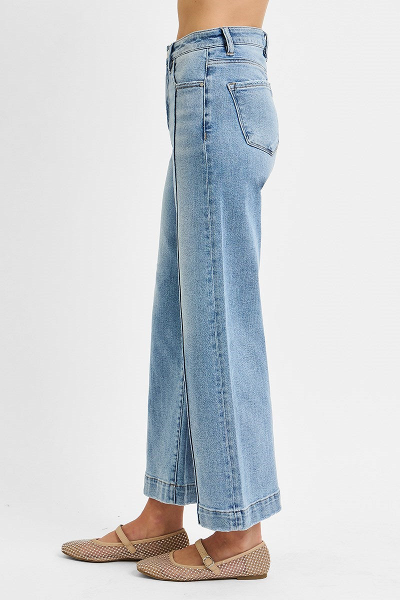 RISEN High Rise Crop Wide Jeans
