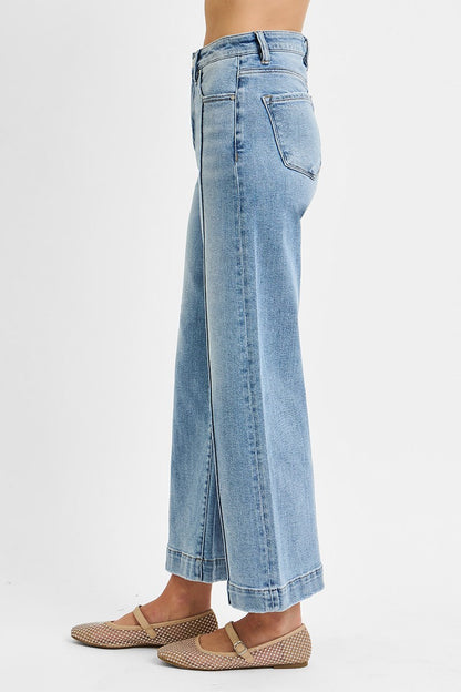 RISEN High Rise Crop Wide Jeans