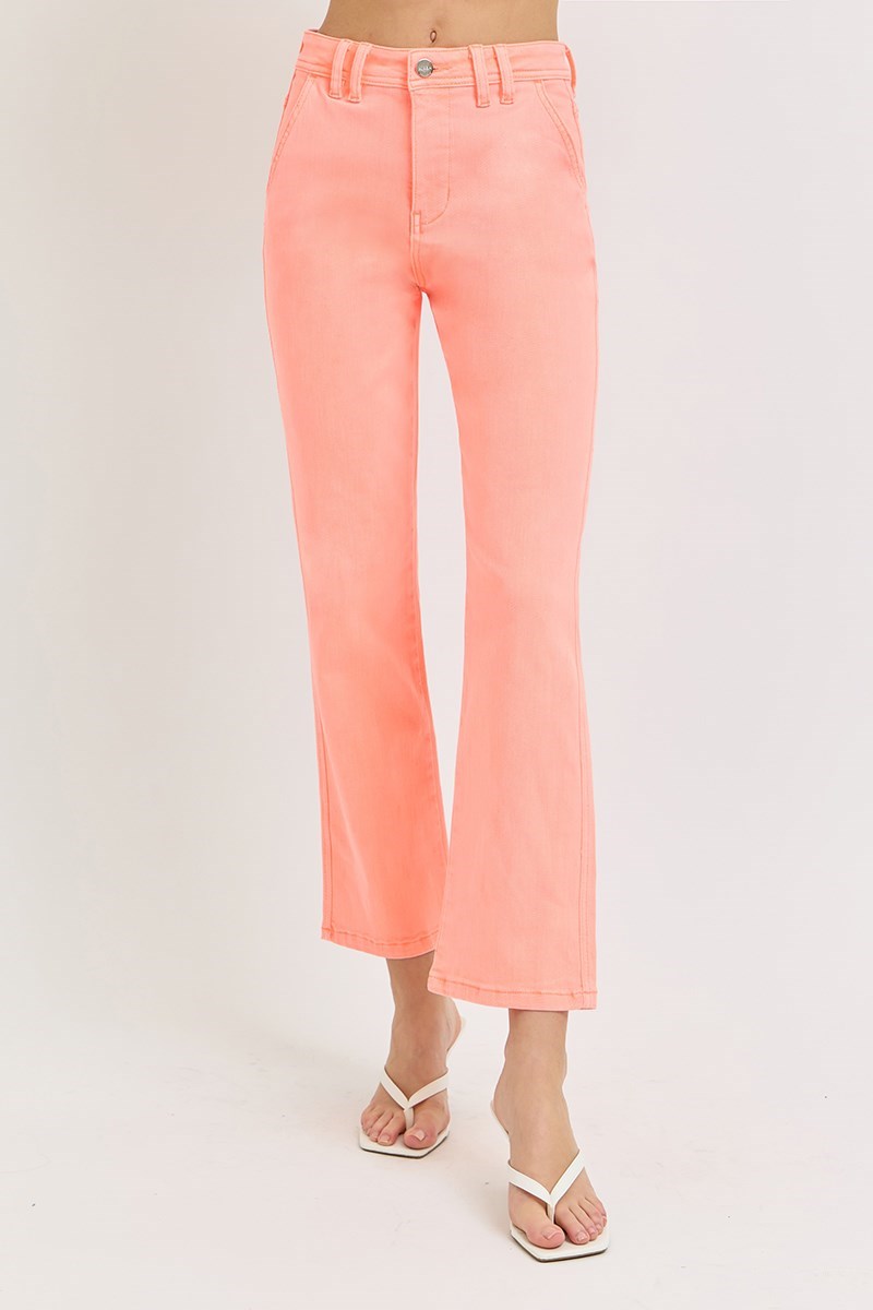 Risen Coral High Rise Straight Crop Jeans