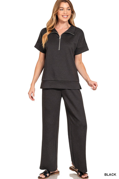 Scuba High Neck Half Zip Top & Pants Set