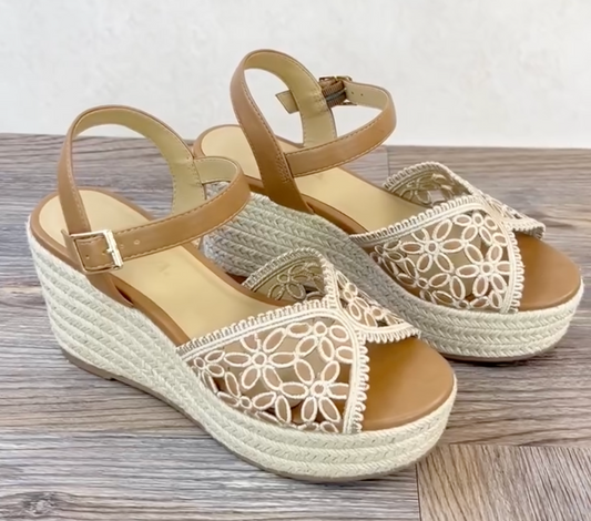 Katima Toe Band Espadrille Platform Wedge Sandals