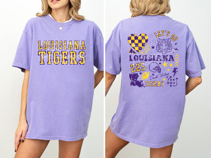 Louisiana Tigers Front & Back Comfort Colors Collage Tee