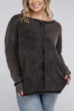 Load image into Gallery viewer, Plus Washed Baby Waffle Oversized Long Sleeve Top
