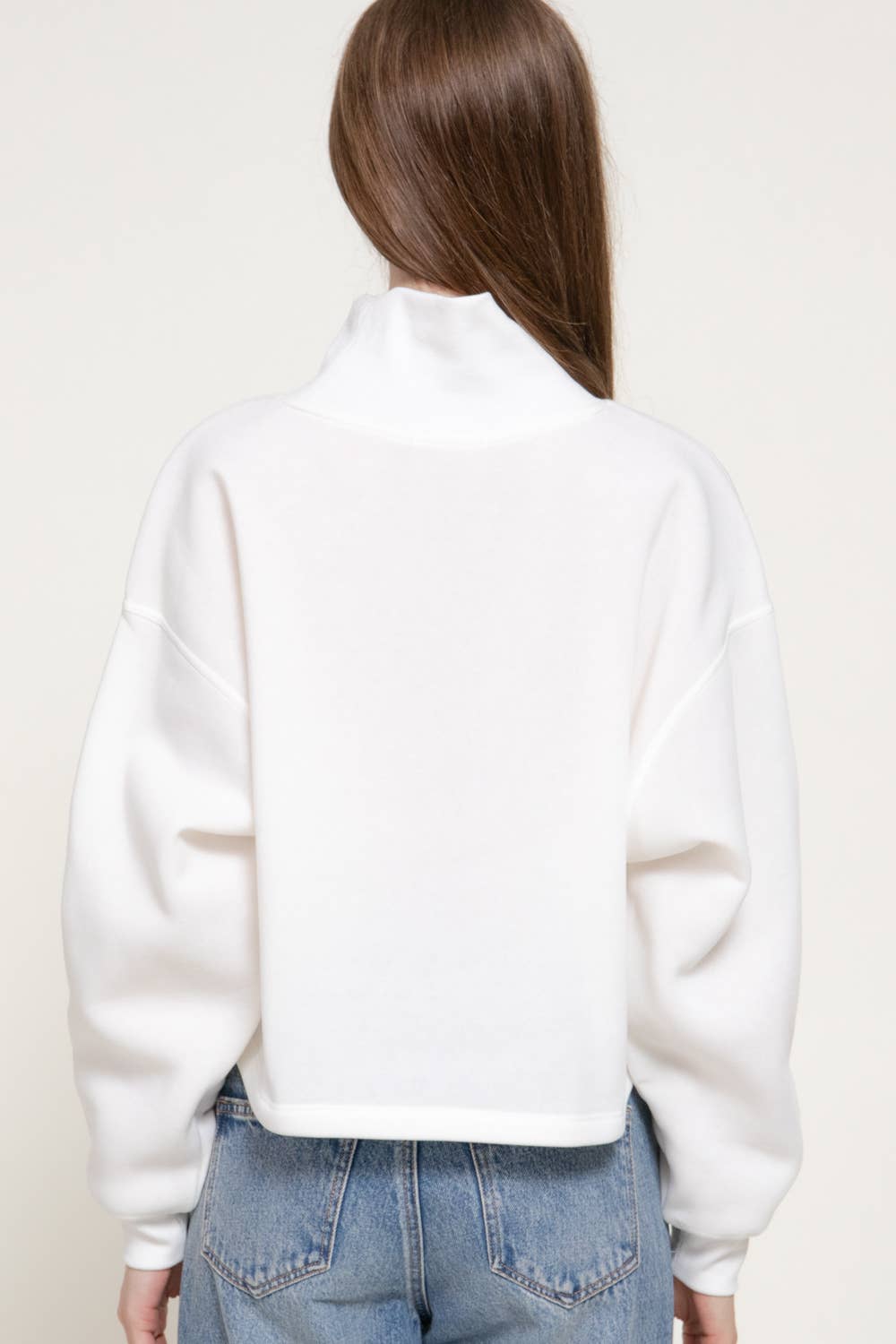 Long Sleeve Ribbed Mock Neck Inner Brushed Sweatshirt