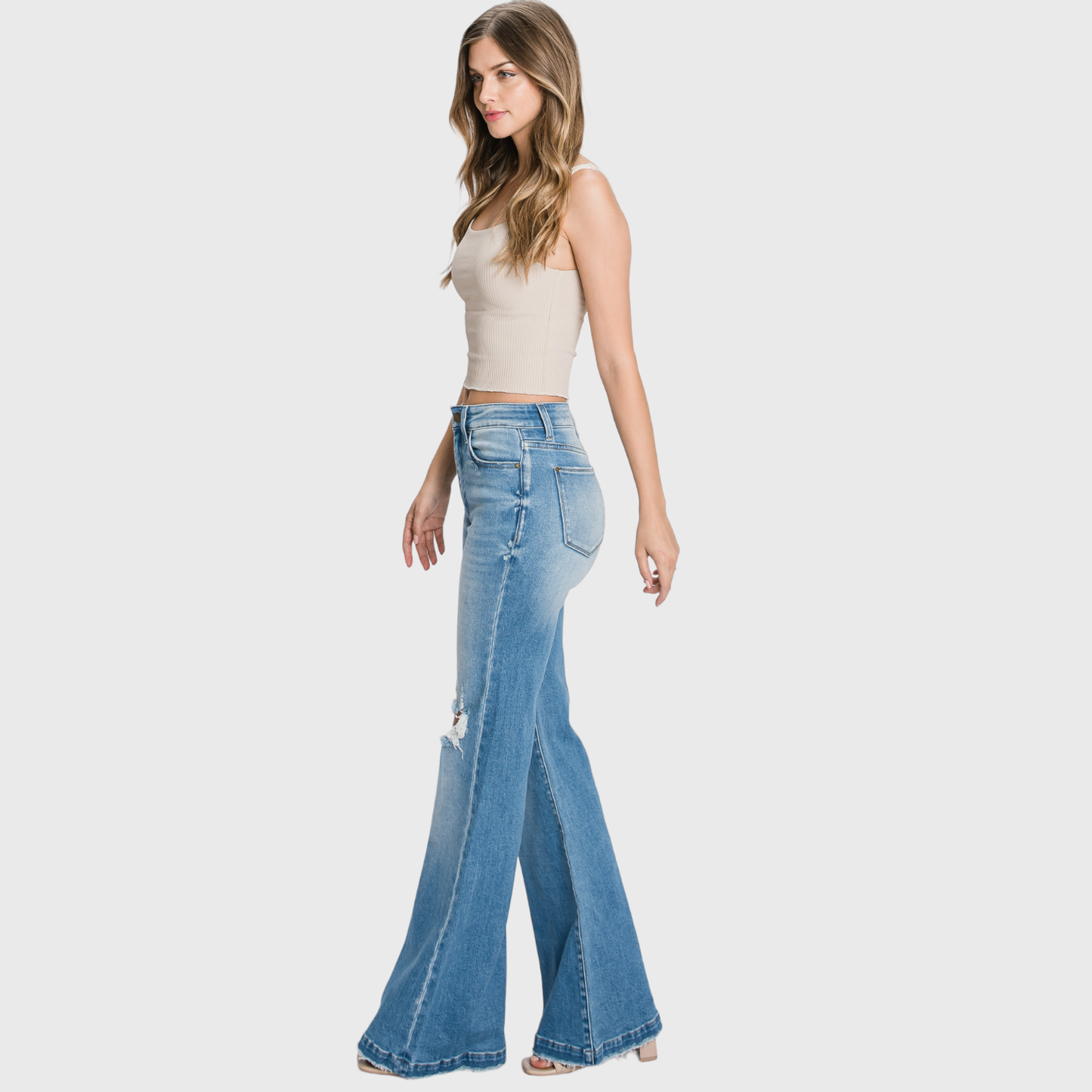 Petite Length High Rise 70's Inspired Flare Jeans