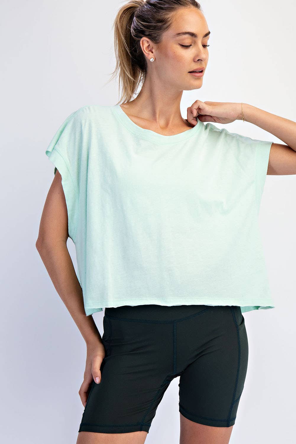 Clover Green Cotton Slub Open Back Top