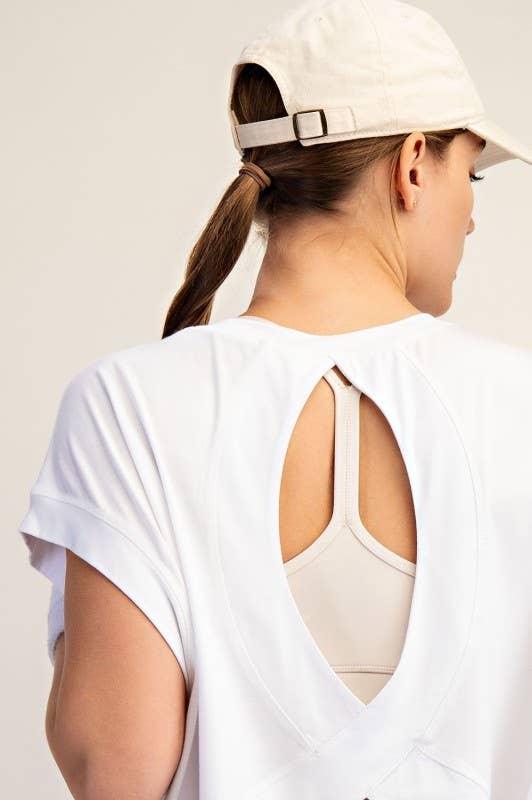 Short Sleeve Open Back Top