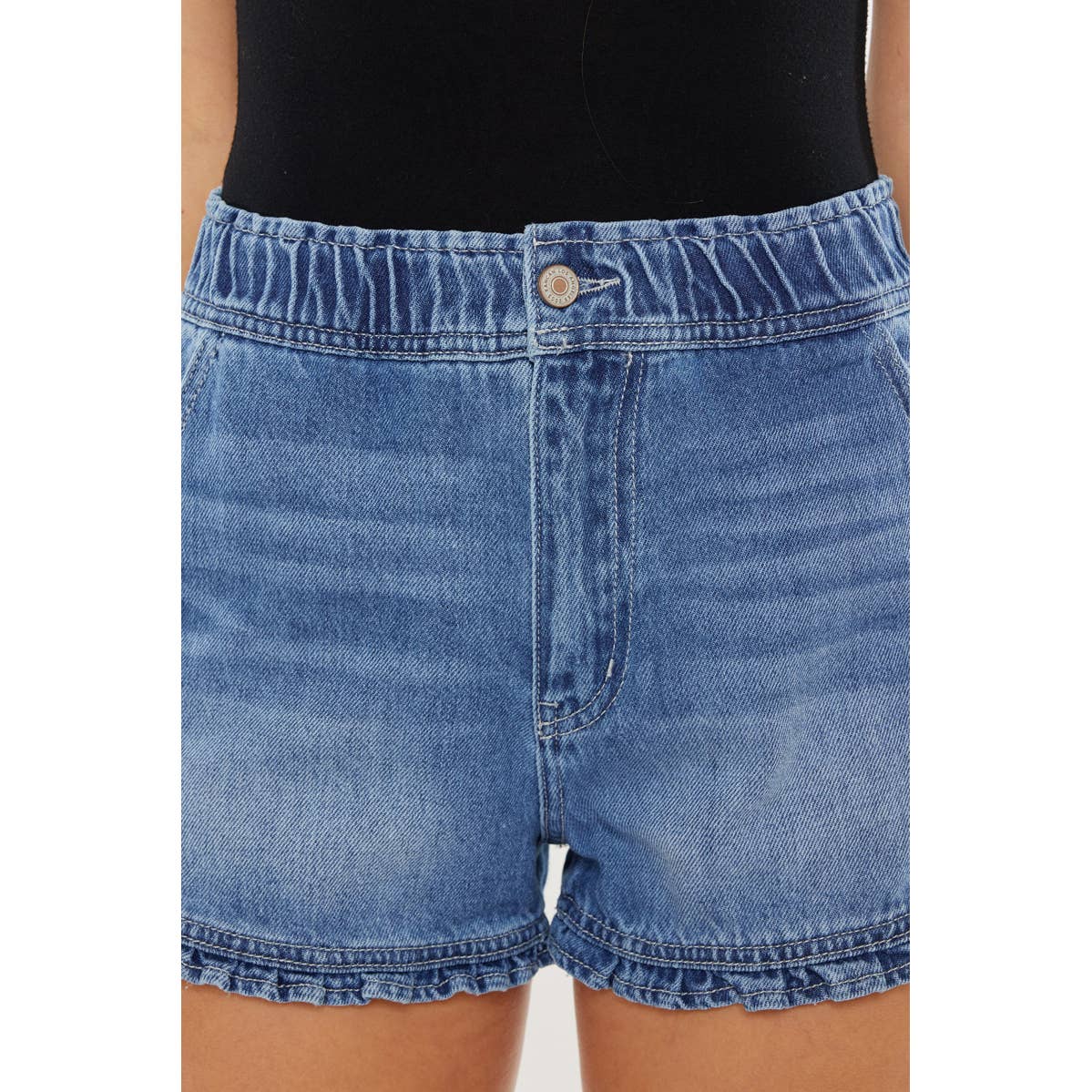 Kan Can High Rise Ruffle Hem Shorts