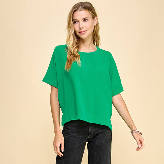 Kelly Green Solid Basic Top 1/2 Sleeves