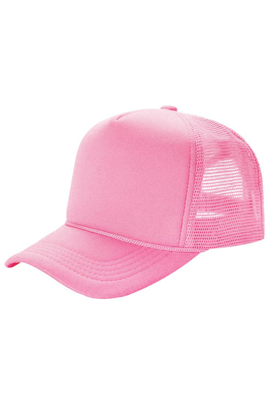 Retro Santa Solid Five Panel Foam Trucker Hat: Pink