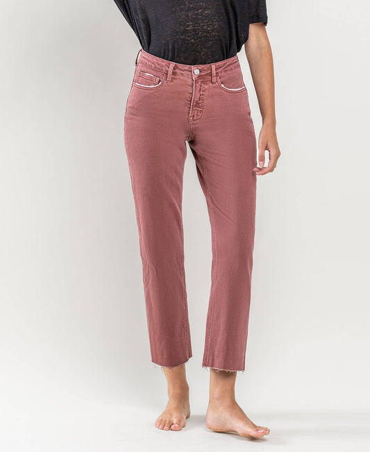 Tummy Control High Rise Crop Straight Jeans