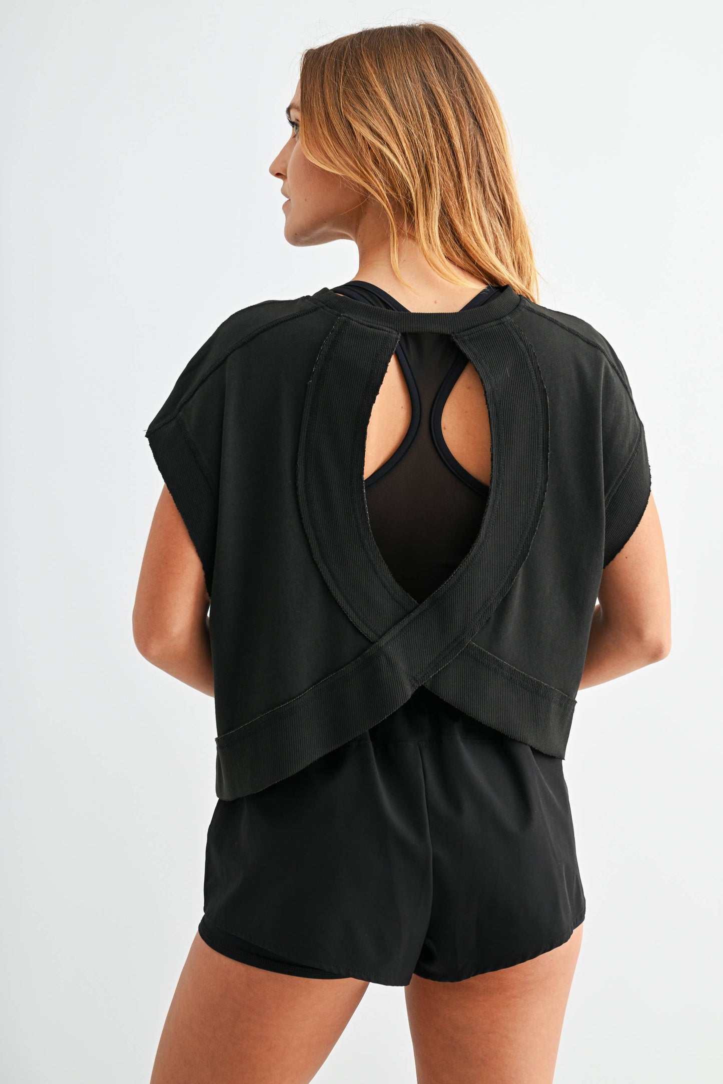 Plum Pink Open Back Pima Cotton Top