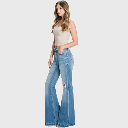 Petite Length High Rise 70's Inspired Flare Jeans