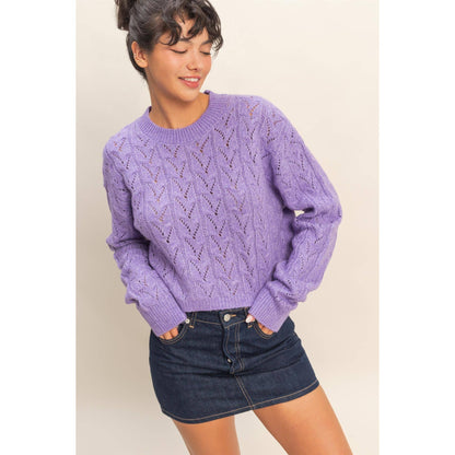 Cropped Cable Knit Sweater