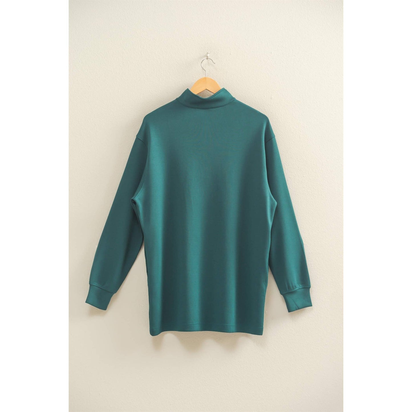 Double Knit Half Zip Up Long Sleeve Mini Dress