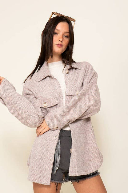 Forest Green Brushed Corded Shacket